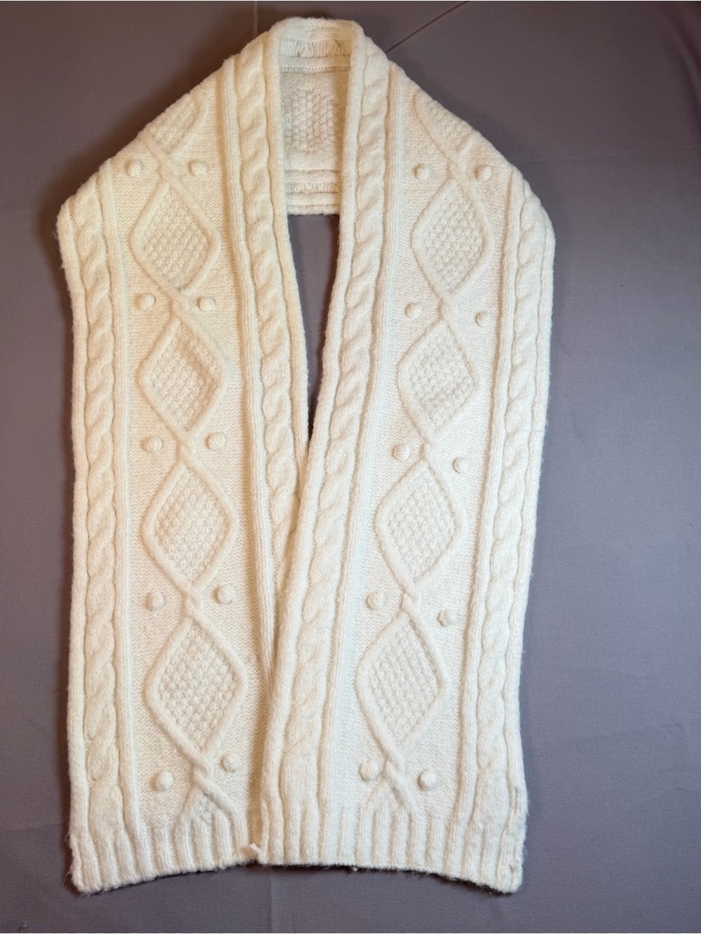 Express Wool Blend Cream Cable Knit Women's Sweater Scarf Classic Textured